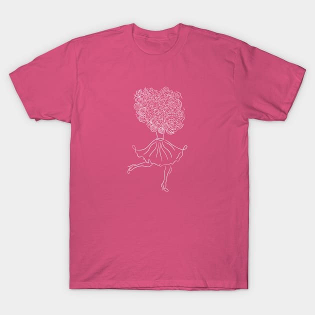 Lady running with flowers T-Shirt by Davilyn Lynch Illustration
